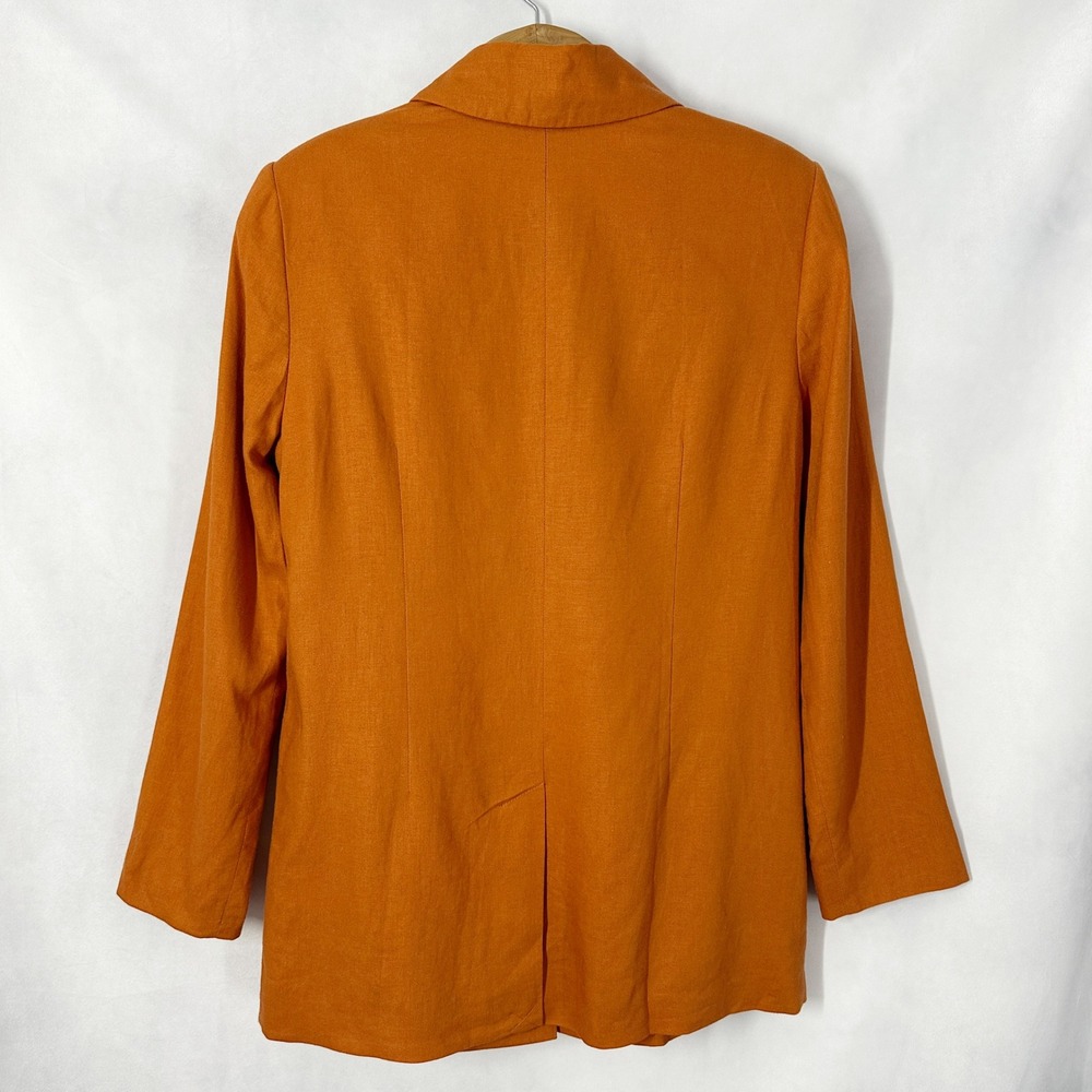 Open Edit Linen Burnt Orange Single Button Oversize Blazer Women's Size Small - Picture 7 of 13